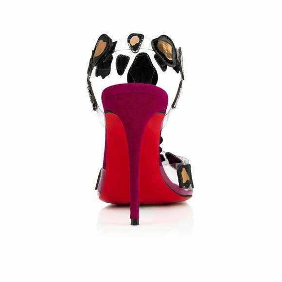 Christian Louboutin Parsemis 100 Black Gold PVC Patent Suede Sandal Heel Pump 36 - Picture 10 of 12